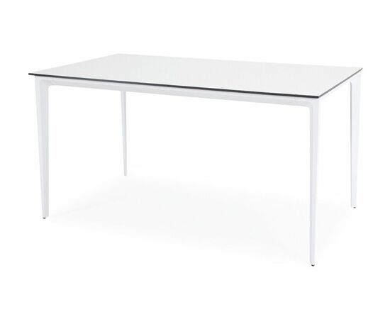 "Малага" обеденный стол из HPL 140х80см, цвет молочный, каркас белый | Интернет магазин мебели и декора LifeDekor