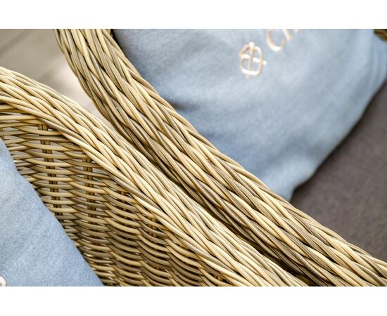 "Равенна" плетеное кресло из искусственного ротанга, цвет соломенный с серой подушкой, изображение 21 | Интернет магазин мебели и декора LifeDekor