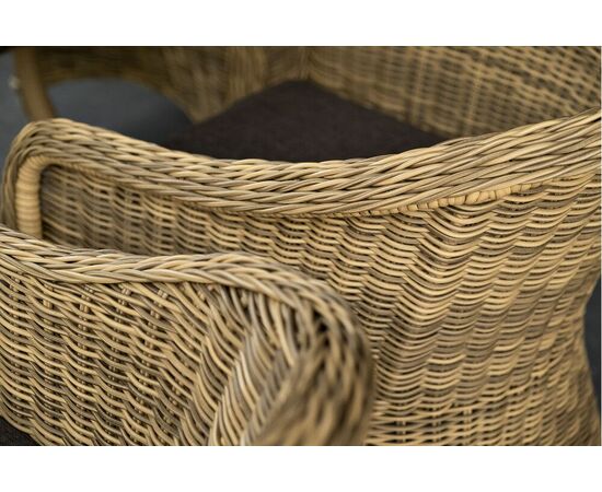 "Равенна" плетеное кресло из искусственного ротанга, цвет соломенный с серой подушкой, изображение 31 | Интернет магазин мебели и декора LifeDekor