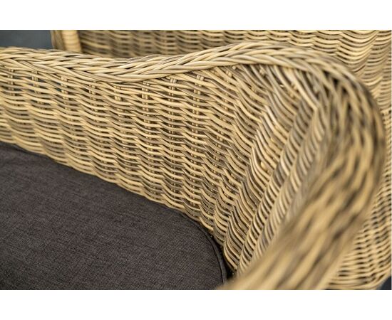 "Равенна" плетеное кресло из искусственного ротанга, цвет соломенный с серой подушкой, изображение 33 | Интернет магазин мебели и декора LifeDekor