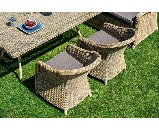 "Равенна" плетеное кресло из искусственного ротанга, цвет соломенный с серой подушкой, изображение 35 | Интернет магазин мебели и декора LifeDekor