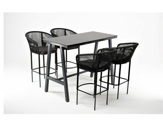 "Рио" барный комплект на 4 персоны, стол HPL "серый гранит", цвет темно-серый | Интернет магазин мебели и декора LifeDekor