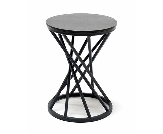 "Сантьяго" журнальный стол из HPL круглый Ø40 H55, каркас из стали серый (RAL 7024), цвет столешницы "серый гранит" | Интернет магазин мебели и декора LifeDekor