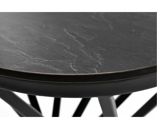 "Сантьяго" журнальный стол из HPL круглый Ø40 H55, каркас из стали серый (RAL 7024), цвет столешницы "серый гранит", изображение 2 | Интернет магазин мебели и декора LifeDekor