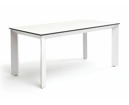 "Венето" обеденный стол из HPL 160х80см, цвет молочный, каркас белый | Интернет магазин мебели и декора LifeDekor