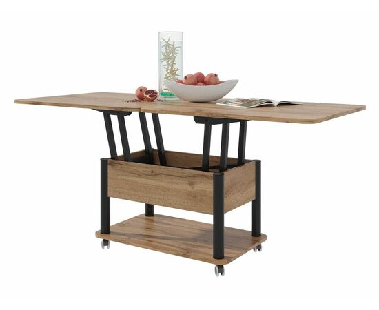 Стол-трансформер Дебют 3, Дуб вотан/Ножки чёрные, изображение 9 | Интернет магазин мебели и декора LifeDekor