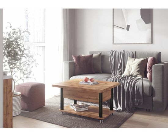 Стол-трансформер Дебют 3, Дуб вотан/Ножки чёрные, изображение 8 | Интернет магазин мебели и декора LifeDekor