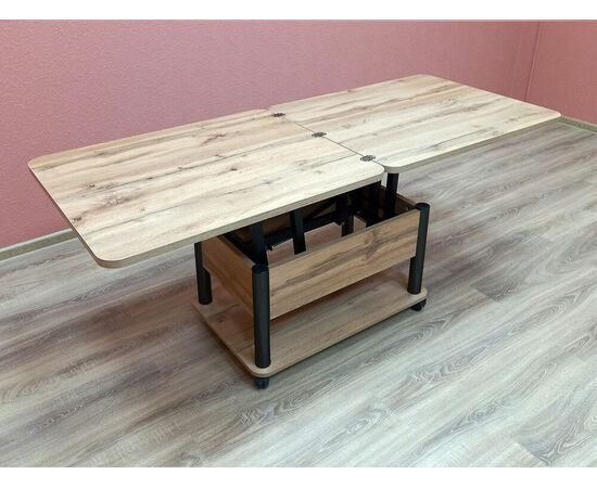 Стол-трансформер Дебют 3, Дуб вотан/Ножки чёрные, изображение 4 | Интернет магазин мебели и декора LifeDekor