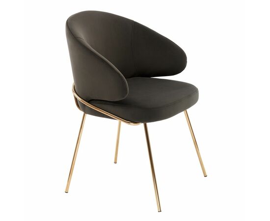 Стул-полукресло Emil графит с золотыми ножками, изображение 3 | Интернет магазин мебели и декора LifeDekor