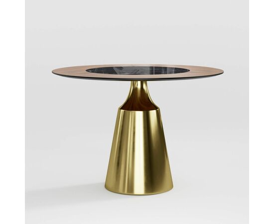 Стол круглый Lucas 120, шпон, керамика глянцевая, черная | Интернет магазин мебели и декора LifeDekor