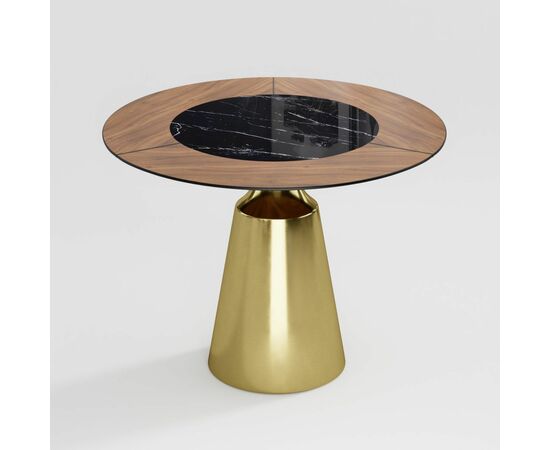 Стол круглый Lucas 120, шпон, керамика глянцевая, черная, изображение 2 | Интернет магазин мебели и декора LifeDekor