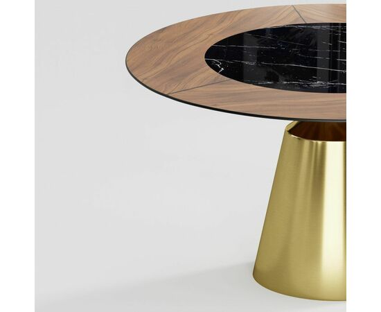 Стол круглый Lucas 140, шпон, керамика глянцевая, черная, изображение 4 | Интернет магазин мебели и декора LifeDekor