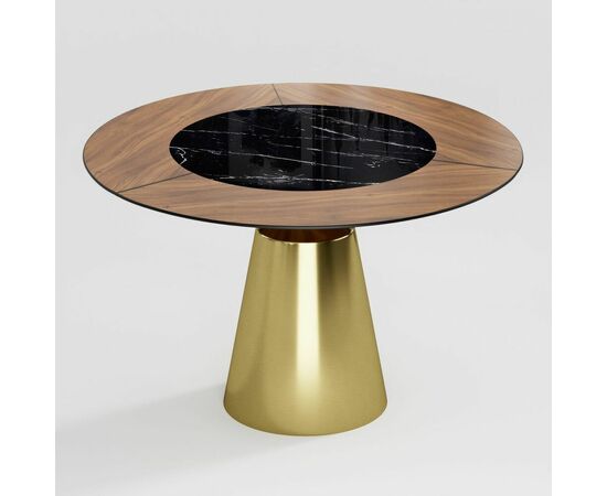 Стол круглый Lucas 140, шпон, керамика глянцевая, черная, изображение 3 | Интернет магазин мебели и декора LifeDekor