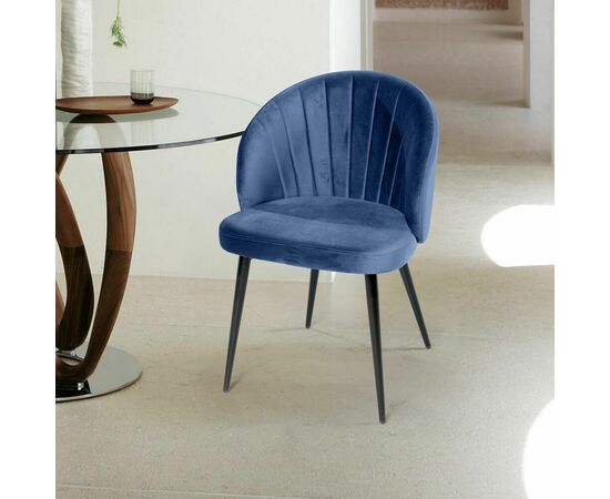Стул Mont Blanc, бархат синий 29 / черный конус, изображение 2 | Интернет магазин мебели и декора LifeDekor