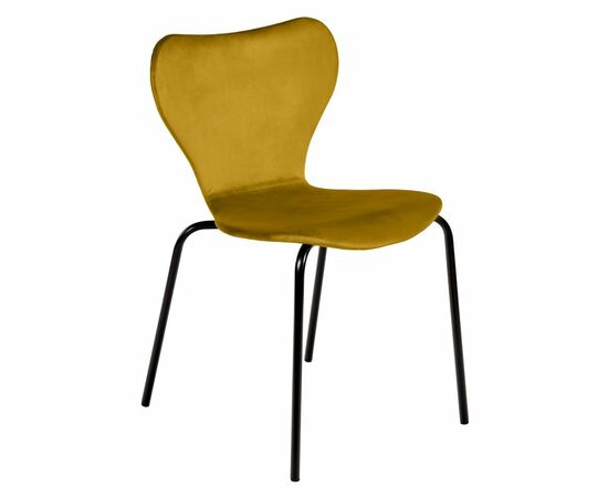 Стул Seven Style горчичный велюр с чёрными ножками | Интернет магазин мебели и декора LifeDekor