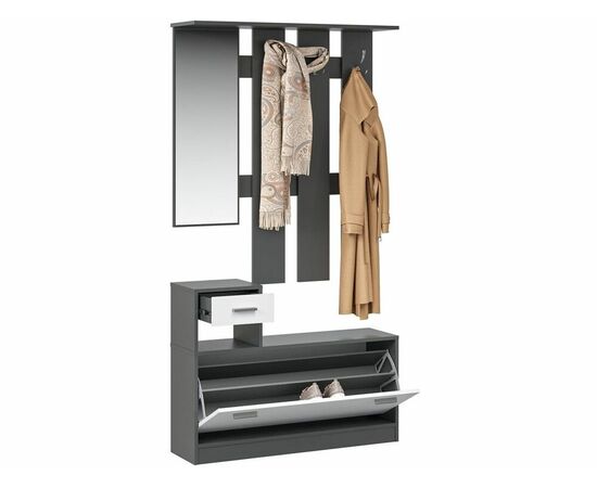 Прихожая «Интер», Антрацит/белый, изображение 3 | Интернет магазин мебели и декора LifeDekor