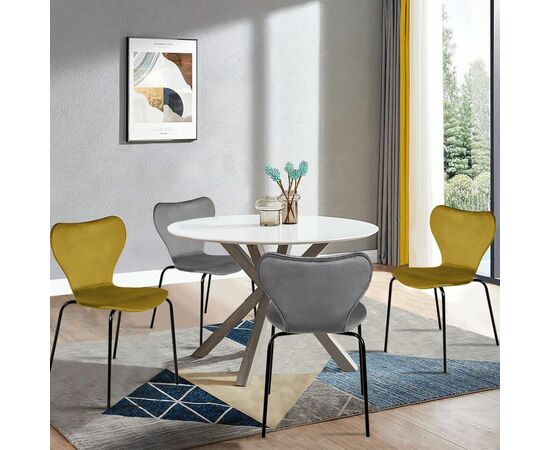 Стул Seven Style горчичный велюр с чёрными ножками, изображение 9 | Интернет магазин мебели и декора LifeDekor