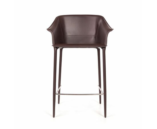 Стул полубарный GIO, кожа коричневый, изображение 2 | Интернет магазин мебели и декора LifeDekor