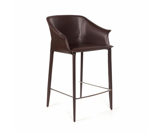 Стул полубарный GIO, кожа коричневый, изображение 7 | Интернет магазин мебели и декора LifeDekor