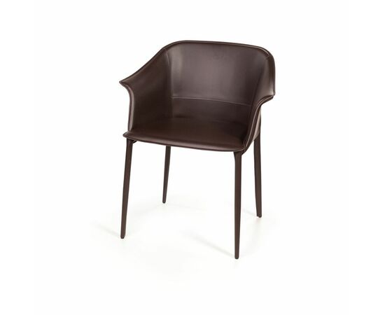 Стул  с подлокотниками GIO, кожа коричневый, изображение 8 | Интернет магазин мебели и декора LifeDekor