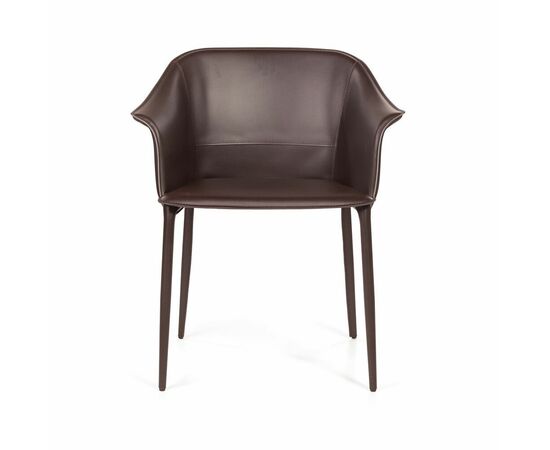 Стул  с подлокотниками GIO, кожа коричневый, изображение 2 | Интернет магазин мебели и декора LifeDekor