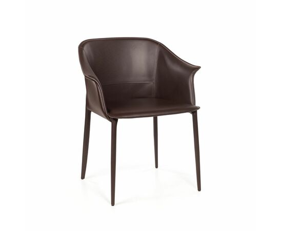 Стул  с подлокотниками GIO, кожа коричневый, изображение 4 | Интернет магазин мебели и декора LifeDekor
