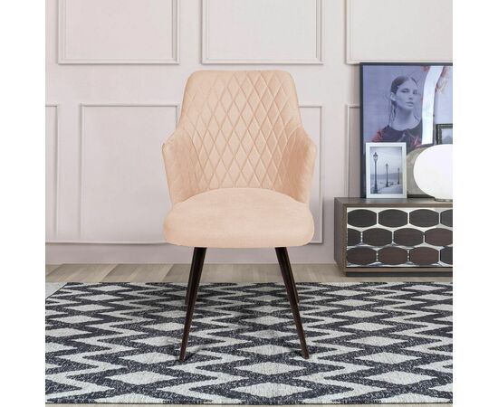 Стул поворотный на 90 градусов, функция возврата, антишум Hunt ромб, бархат бежевый 5 / чёрный конус, изображение 2 | Интернет магазин мебели и декора LifeDekor