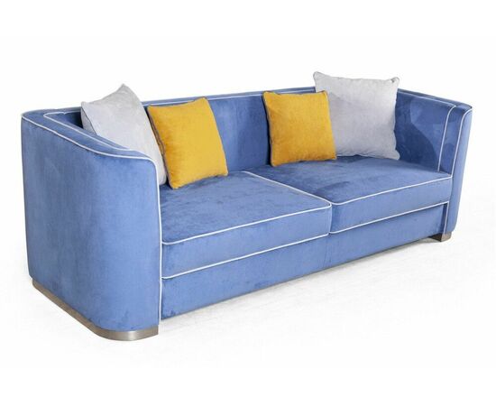 Komo диван-кровать трехместный, велюр синий, изображение 4 | Интернет магазин мебели и декора LifeDekor