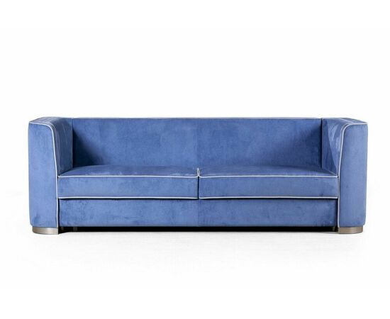Komo диван-кровать трехместный, велюр синий, изображение 13 | Интернет магазин мебели и декора LifeDekor