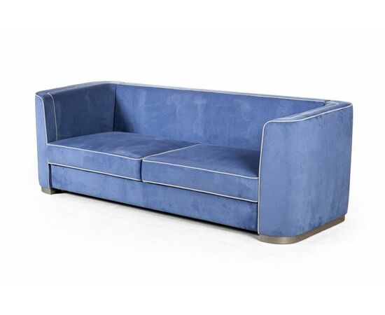 Komo диван-кровать трехместный, велюр синий, изображение 14 | Интернет магазин мебели и декора LifeDekor