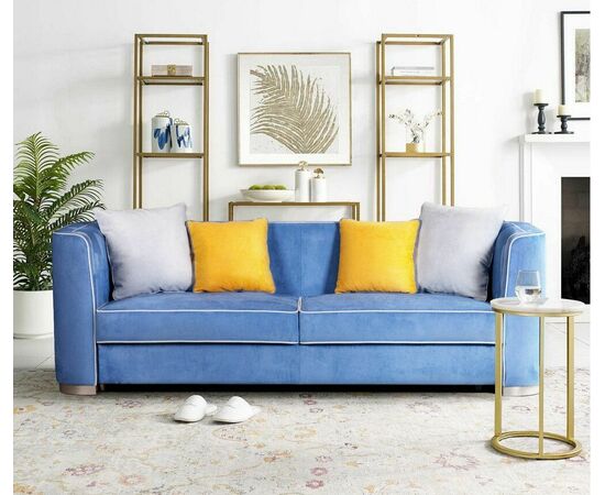 Komo диван-кровать трехместный, велюр синий, изображение 5 | Интернет магазин мебели и декора LifeDekor