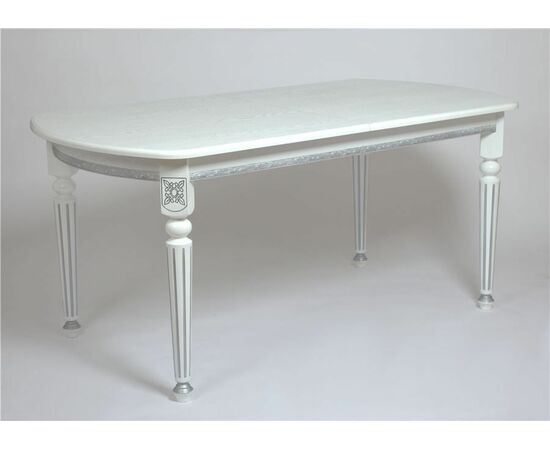 Стол овальный "Милорд-170" (90х170х220 / белый/патина серебро) | Интернет магазин мебели и декора LifeDekor