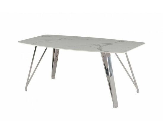 Стол обеденный Соар-2 F-1690,180х90х76 см, бело-серая керамика/хром серебро | Интернет магазин мебели и декора LifeDekor
