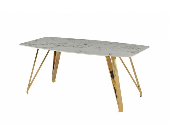 Стол обеденный Соар-2 F-1690,180х90х76 см, серо-золотая керамика/золото | Интернет магазин мебели и декора LifeDekor