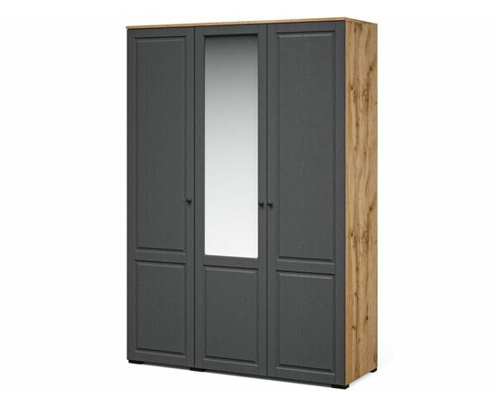 Шкаф «Лацио Сканди» 3д (с зеркалом) Вотан/Сканди графит, изображение 2 | Интернет магазин мебели и декора LifeDekor