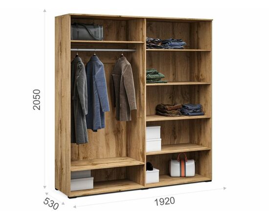 Шкаф «Лацио Сканди» 4д (с зеркалами), Вотан/Сканди графит, изображение 3 | Интернет магазин мебели и декора LifeDekor