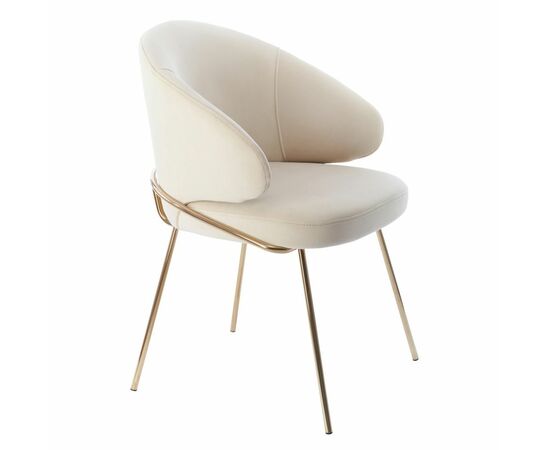 Стул-полукресло Emil кремовый с золотыми ножками, изображение 3 | Интернет магазин мебели и декора LifeDekor