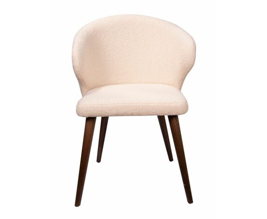 Дизайнерский стул Ariel букле кремовый, опора коричневый бук, изображение 2 | Интернет магазин мебели и декора LifeDekor