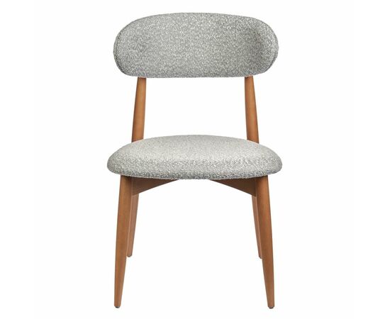 Стул Lucas светло-серый букле с ножками цвета орех, изображение 2 | Интернет магазин мебели и декора LifeDekor