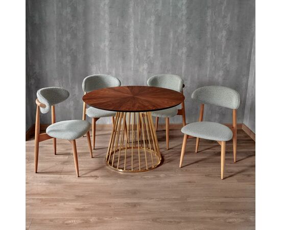 Стул Lucas светло-серый букле с ножками цвета орех, изображение 12 | Интернет магазин мебели и декора LifeDekor