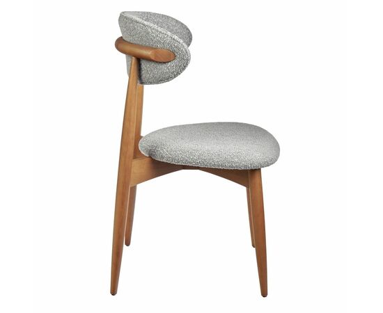 Стул Lucas светло-серый букле с ножками цвета орех, изображение 3 | Интернет магазин мебели и декора LifeDekor