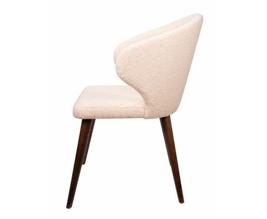 Дизайнерский стул Ariel букле кремовый, опора коричневый бук, изображение 3 | Интернет магазин мебели и декора LifeDekor