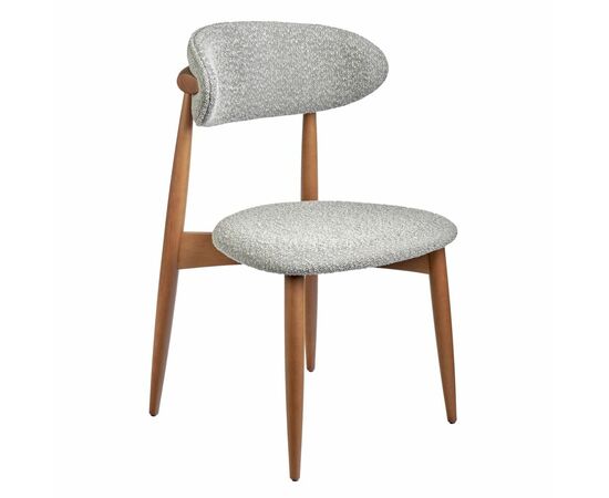 Стул Lucas светло-серый букле с ножками цвета орех | Интернет магазин мебели и декора LifeDekor