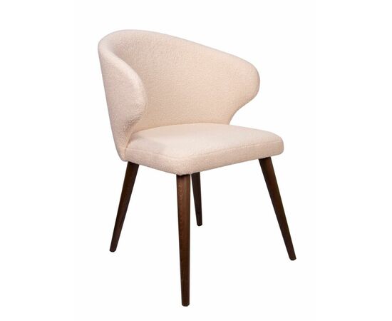 Дизайнерский стул Ariel букле кремовый, опора коричневый бук | Интернет магазин мебели и декора LifeDekor