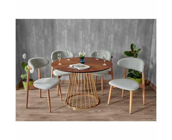 Стул Lucas светло-серый букле с ножками цвета орех, изображение 13 | Интернет магазин мебели и декора LifeDekor