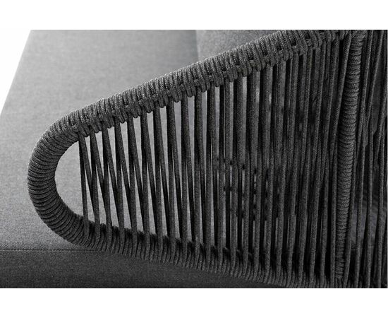 "Милан" диван 3-местный плетеный из роупа, каркас алюминий темно-серый (RAL7024) муар, роуп темно-серый круглый, ткань темно-серая 027, изображение 6 | Интернет магазин мебели и декора LifeDekor