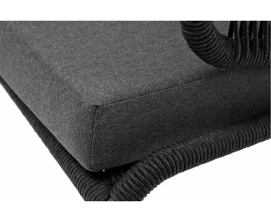 "Милан" диван 3-местный плетеный из роупа, каркас алюминий темно-серый (RAL7024) муар, роуп темно-серый круглый, ткань темно-серая 027, изображение 7 | Интернет магазин мебели и декора LifeDekor