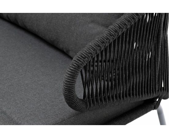 "Милан" диван 3-местный плетеный из роупа, каркас алюминий темно-серый (RAL7024) муар, роуп темно-серый круглый, ткань темно-серая 027, изображение 8 | Интернет магазин мебели и декора LifeDekor