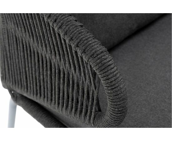 "Милан" диван 3-местный плетеный из роупа, каркас алюминий темно-серый (RAL7024) муар, роуп темно-серый круглый, ткань темно-серая 027, изображение 9 | Интернет магазин мебели и декора LifeDekor