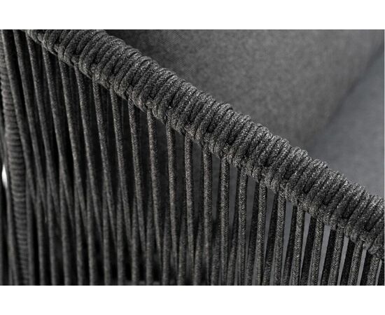 "Милан" диван 3-местный плетеный из роупа, каркас алюминий темно-серый (RAL7024) муар, роуп темно-серый круглый, ткань темно-серая 027, изображение 10 | Интернет магазин мебели и декора LifeDekor